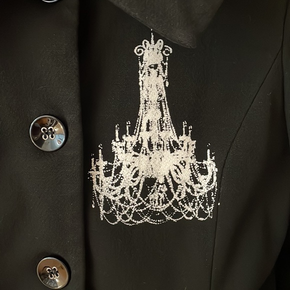 Vintage black blazer with silkscreen chandelier - Picture 2 of 7